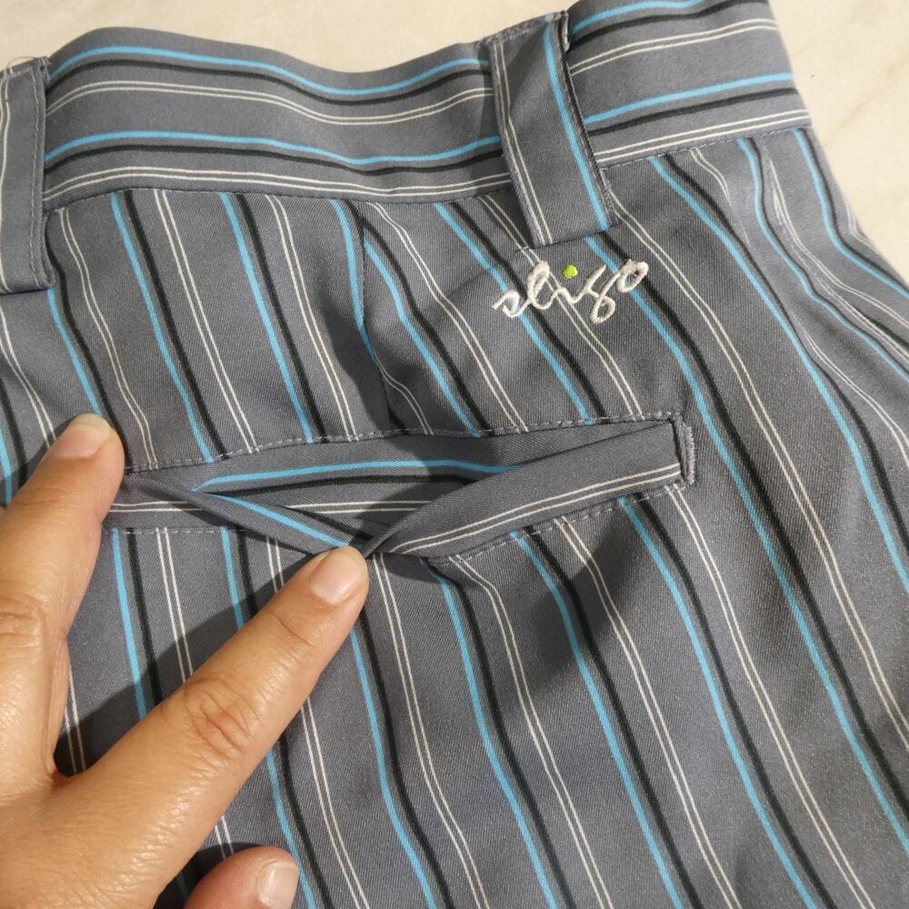 Sligo Golf Shorts Mens 34 Gray Blue‎ Striped Performance Stretch Flat Front - Picture 4 of 12